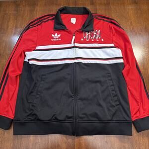 Adidas Chicago Bulls Full Zip Track Jacket - Black Red White - Men's XL